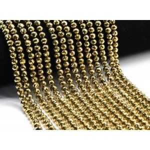 Бусины из циркона шарик гр.6мм цвет золотистый, 40см, 75 бусин (иск.)