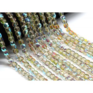 Бусины из циркона кубик гр.6*6мм цвет хамелеон, 40см, 65 бусин (иск.)