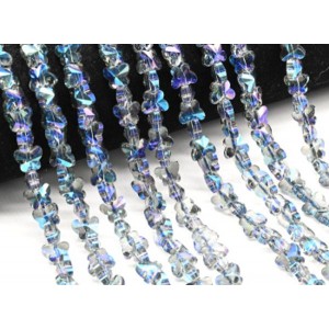 Бусины из циркона бабочка гр.6мм цвет зеленый хамелеон, 40см, 67 бусин (иск.)