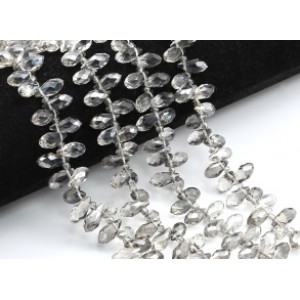 Бусины из циркона капля гр.12*6мм цвет дымчатый, 43см, 95 бусин (иск.)