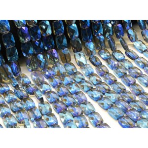 Бусины из циркона прямоугольник гр.10*14мм цвет синий, 41см, 29 бусин (иск.)