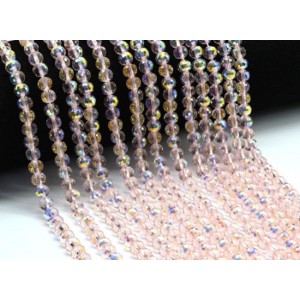 Бусины из циркона шарик гр.6мм цвет розовый, 40см, 75 бусин (иск.)