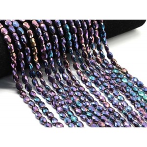 Бусины из циркона овал гр.6*8мм цвет синий хамелеон, 40см, 48 бусин (иск.)