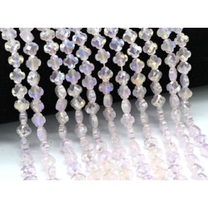 Бусины из циркона клевер гр.8мм цвет розовый, 40см, 50 бусин (иск.)