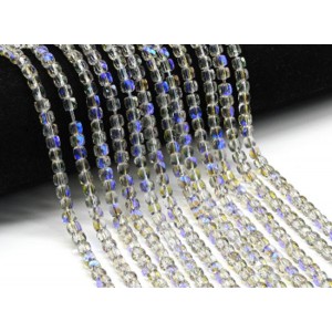 Бусины из циркона кубик гр.5*5мм цвет хамелеон, 40см, 85 бусин (иск.)