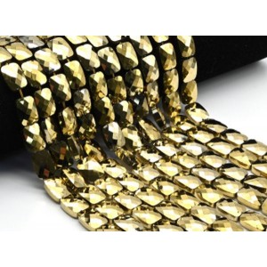 Бусины из циркона прямоугольник гр.10*14мм цвет золотистый, 41см, 26 бусин (иск.)