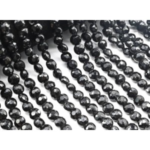 Бусины из циркона круг гр.8мм цвет черный, 40см, 55 бусин (иск.)