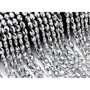 Бусины из циркона овал гр.6*8мм цвет серебристый, 41см, 48 бусин (иск.)