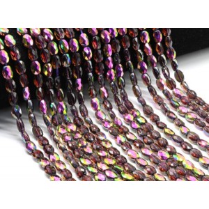 Бусины из циркона овал гр.6*8мм цвет фиолетовый хамелеон, 40см, 48 бусин (иск.)