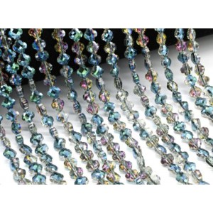 Бусины из циркона клевер гр.6мм цвет зеленый хамелеон, 40см, 67 бусин (иск.)