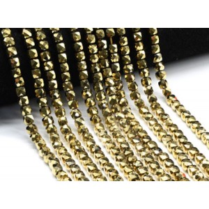 Бусины из циркона кубик гр.6*6мм цвет золотистый, 40см, 60 бусин (иск.)