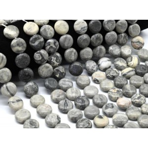 Бусины из яшмы серой круг 15мм, 37,5см, 26 бусин