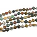 Бусины из яшмы ромб 16мм, 40см, 19 бусин Бусины из яшмы ромб 16мм, 40см, 19 бусин