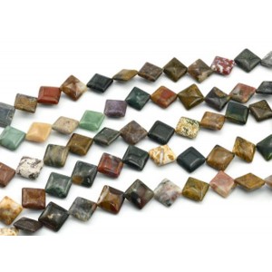 Бусины из яшмы ромб 16мм, 40см, 19 бусин