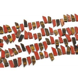 Бусины из яшмы и тигрового глаза пластинки 10*30мм, 40см, 30 бусин Бусины из яшмы и тигрового глаза пластинки 10*30мм, 40см, 30 бусин