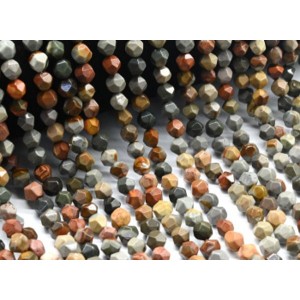 Бусины из яшмы уральской многогранник 6мм, 58 бусин