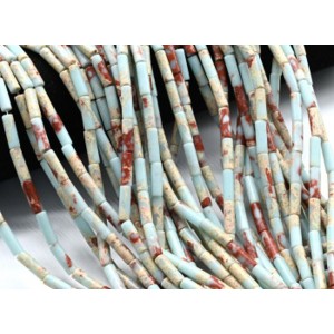 Бусины из варисцита цилиндр 4*13мм, цвет голубой, 38см, 29 бусин (иск.) Бусины из варисцита цилиндр 4*13мм, цвет голубой, 38см, 29 бусин (иск.)