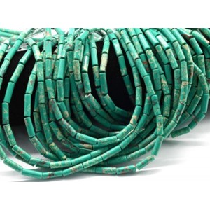 Бусины из варисцита цилиндр 4*13мм, цвет зеленый, 38см, 28 бусин (иск.) Бусины из варисцита цилиндр 4*13мм, цвет зеленый, 38см, 28 бусин (иск.)