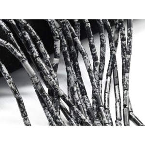 Бусины из варисцита цилиндр 4*13мм, цвет черный, 38см, 28 бусин (иск.)