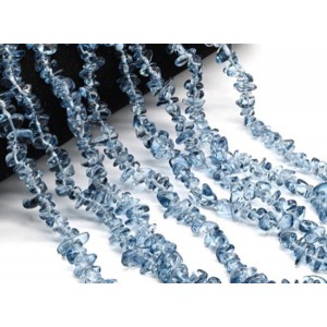 Бусины из стекла крошка 7*3мм цвет синий, 80см, 300 бусин (иск.)