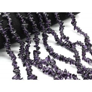 Бусины из стекла крошка 7*3мм цвет фиолетовый, 80см, 300 бусин (иск.)