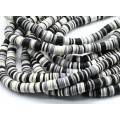 Бусины из каучука Африканские диски 8мм*0,9-1,3мм, цвет черно-белый, 38см (иск.)