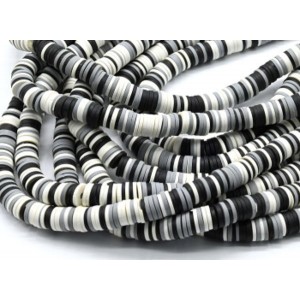 Бусины из каучука Африканские диски 8мм*0,9-1,3мм, цвет черно-белый, 38см (иск.)