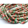 Бусины из каучука Африканские диски 6мм*0,9-1,2мм, цвет красно-зеленый, 39см (иск.)