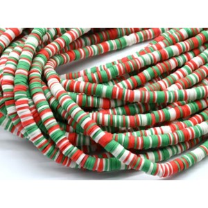 Бусины из каучука Африканские диски 6мм*0,9-1,2мм, цвет красно-зеленый, 39см (иск.)