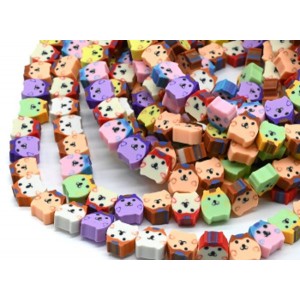 Детские бусины для творчества Котик 9*9мм, цвет ассорти, 37см, 40 бусин (иск.)