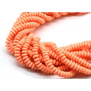 Бусины из каучука Африканские рондель 7*3мм, цвет персиковый, 40см, 110 бусин (иск.)