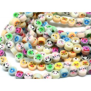 Детские бусины для творчества Зверята круг 10мм, цвет ассорти, 37см, 40 бусин (иск.)