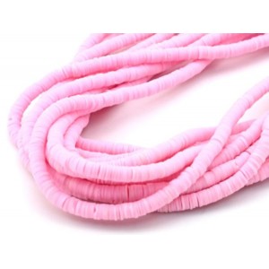 Бусины из каучука Африканские диски 6мм*0,9-1,2мм, цвет розовый, 39см (иск.)