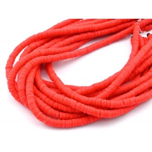 Бусины из каучука Африканские диски 6мм*0,9-1,2мм, цвет красный, 37см (иск.)