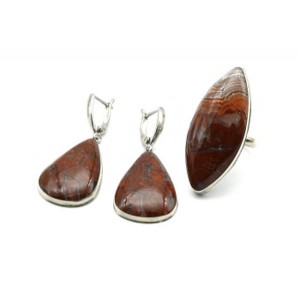 Кольцо и серьги агат крейзи (кружевной агат) Кольцо и серьги агат крейзи (кружевной агат)