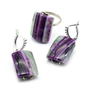 Кольцо и серьги агат