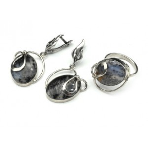 Кольцо и серьги с агатом моховым Кольцо и серьги с агатом моховым