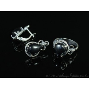 Кольцо и серьги с агатом