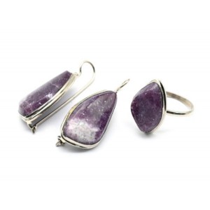 Кольцо и серьги лепидолит "Грация"