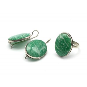 Кольцо и серьги амазонит
