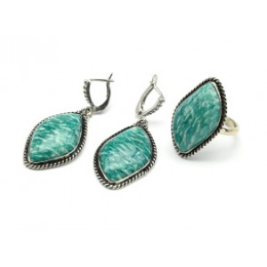 Кольцо и серьги амазонит "Грация"