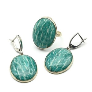 Кольцо и серьги из амазонита "Овал"