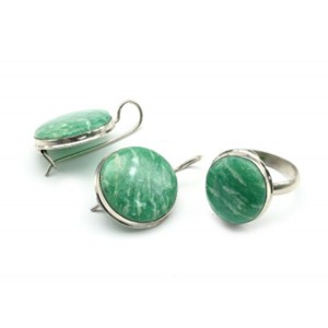 Кольцо и серьги амазонит