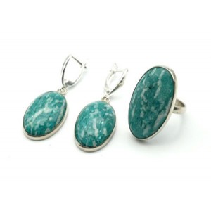 Кольцо и серьги амазонит "Овал"