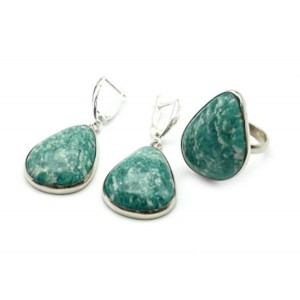 Кольцо и серьги амазонит "Капля" Кольцо и серьги амазонит "Капля"