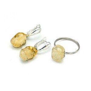 Кольцо и серьги цитрин