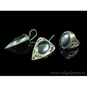 Кольцо и серьги из гематита