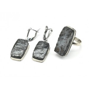 Кольцо и серьги гематит "Прямоугольник"