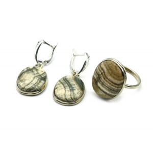 Кольцо и серьги скарн "Овал"