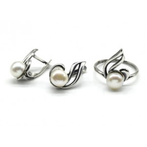 Кольцо и серьги жемчуг белый Кольцо и серьги жемчуг белый